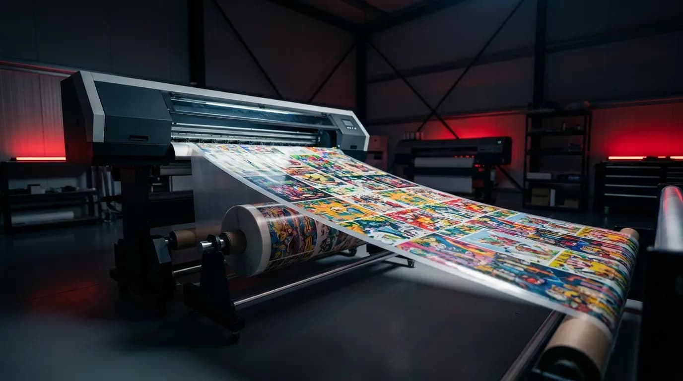 Direct-to-film transfers coming off the press at Apostle Style